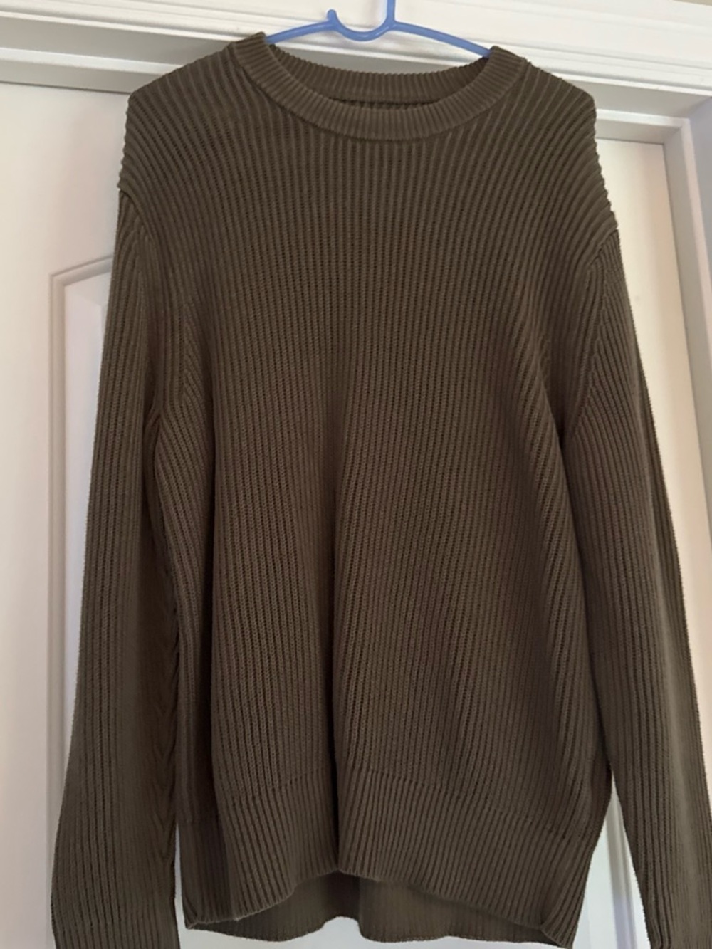 American Eagle Outfitters Olive Green Ribbed Crewneck Sweater